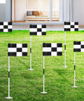 Six Pack Checkered Golf Flags 8x6 Inches Made From 420D Nylon, Portable Training Targets With Tube Insert on grassy area