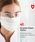 Lightweight Protective Safety Glasses With ANSI Z87.1 Rating, Clear Anti Fog Lenses on person in medical setting, front view