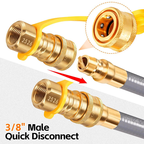 Three Eighths Inch Natural Gas Hose With Quick Connect Fitting For Grills And Heaters CSA Certified Flexible Low Pressure Gas Line