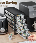 5 Tier Metal Coffee Pod Organizer Drawer Holds 70 K Cups, Countertop Storage next to toaster and coffee machine