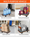 Heavy Duty Flatbed Cart And Hand Truck With 660 Lb Capacity Folding Design For Easy Storage, transporting water and luggage, multiple uses.
