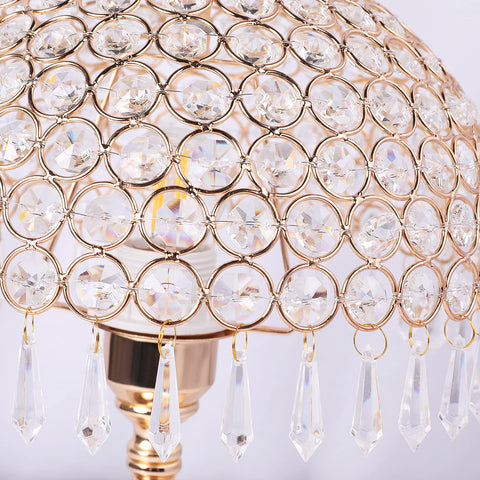 Crystal Table Lamp Set Of 2 Modern Bedside Lamps detail with metal base and crystal accents for decorative nightstand light