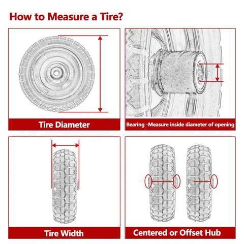 How to measure tire dimensions for 13 Inch Go-To Wheel And Tire Replacement Set for hand trucks and dollies, guide image
