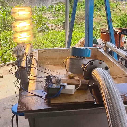 Beefy 2200W Hydro Generator 220V Micro Hydroelectric Water Turbine For Creek with connected components and lights glowing