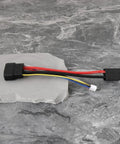 Five Pin RC Model Connection Cable with 14AWG Wire, 15.7cm Long, showing dual connectors on a stone surface