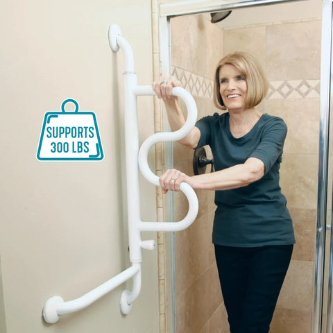 Curve Grab Bar With Handrail For Bathroom Safety No Slip Grip Rotating Swing Handle Wall Mounted Grab Bar For Toilet Shower And Bathtub Aid For Seniors Adults And Elderly To Prevent Falls
