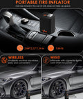 Portable Tire Inflator Air Compressor With Frosted Digital Gauge for car interiors and wireless, wired use options