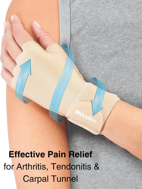 Ultimate Hand And Wrist Compression Glove For Men And Women Pain Relief For Carpal Tunnel And Arthritis Adjustable, beige S/M