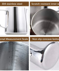 Go-To Milk Frothing Pitcher Jug For Espresso And Latte Art Foam Making, Pro Grade 304 Stainless Steel, interior details shown