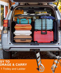 2 In 1 Hand Truck And Step Ladder Foldable Dolly Cart Heavy Duty For Moving Up To 330 Lb Reach High Shelves And Tight Spaces At Home Shop Or Job Site Smooth Rolling Wheels And Solid Stand For Everyday Use, foldable steel frame in SUV cargo area