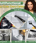 Super Powerful 1050W Handheld Steam Cleaner With 11 Pieces Accessories For Deep Cleaning Home Car Tile Grout And Furniture, showing various attachments.