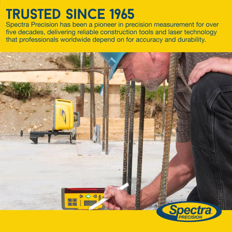 Leveling Laser Receiver Kit With C70 Rod Clamp And C71 Magnetic Mount For Small Grading And Excavation Gear Battery Powered Patented Reception Technology Includes 3 AA Batteries And User Guide on concrete slab