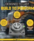 Heavy Duty Cast Iron Pillow Block Bearing With 1.25 Inch Bore, 4 Bolt Flange Mount, Self Aligning Ball Bearing Insert, Pre Lubricated
