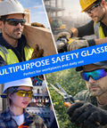 Six Pack Clear Safety Glasses Featuring Ansi Z87 One Certification, Hella Durable Protective Eyewear For Men And Women, Top Shelf Work Gear For The Daily Grind And Serious Jobs, multiple users in work settings.