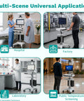 Slick Rolling Medical Computer Cart With Secure Monitor Mount And Fully Height Adjustable Mobile Workstation in hospital setting.