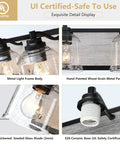 Three-Light Bathroom Vanity Light 23 Inch Large Fixture With Bubble Glass Shades, detail view of metal and glass design