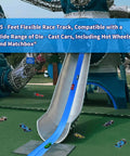Flexible Race Car Ramp Track Set 15 Ft Starter Kit Dual Sided Racetrack For 1 To 64 Scale Diecast Cars And Small Toy Cars In Cool Blue