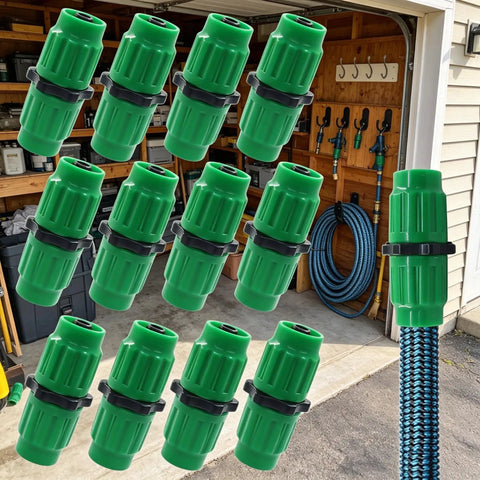 12 Pack Expandable Garden Hose Repair Kit With Dual Channel Leak Proof Connectors And Heat Resistant Green Coating For 25 50 75 100 Ft Fixing Burst Tubes Quick And Easy Garden Essentials green hose repair connectors