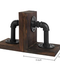 Legit Industrial Bookends Featuring Charred Pine And Genuine Metal Pipe Fittings And Badass 2 Piece Set For Modern Farmhouse Desks and Rustic Steampunk Home Decor, 6x5 inches.