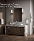 Bathroom with Occasion Towel Ring Premium Metal Bathroom Accessory With Corrosion And Tarnish Resistant Finish next to mirror.