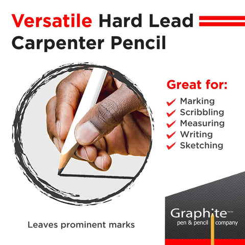 Hard Lead Carpenter Pencils Bulk 72 Pack For DIY And Pro Woodworking And Construction Projects With No 2 HB Lead White
