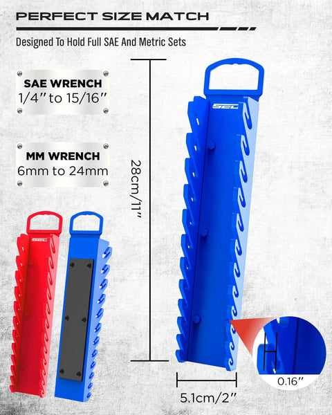 Heavy Duty 2 Pack Magnetic Wrench Organizer Boots SAE Metric Tools Into Place On Shop Carts Drawers Or Pegboard Walls Keeps Your Rig Running Smooth All Day Long