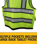 Rock Solid Class 2 High Visibility Surveyor Vest Xl Zipper Closure showing reflective stripes and large back tablet pocket.