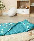 Toddler Nap Mat With Pillow And Blanket, 52 By 20 Inches, Lightweight Soft Sleep Pad in nursery setup.