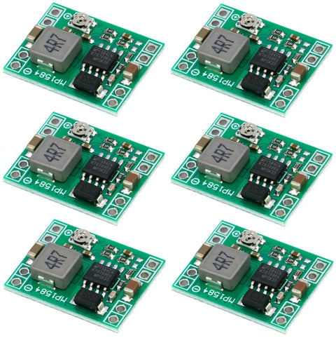 Six Pack MP1584EN Buck Converter Modules Kit For DIY Electronics, Adjustable DC-DC Power Supply Up To 3A, 6 PCB boards