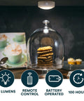 Six Pack Stick On Puck Lights With Remote Controlled DIY LED Under Cabinet Lighting illuminating cookies on a counter
