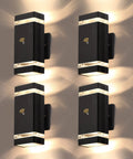 Four Dusk To Dawn Outdoor Lighting with 5W LED exterior fixtures, IP65 waterproof wall sconce lights in a dark finish