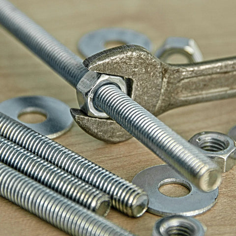 15-piece set of 3/8-16 UNC stainless steel fully threaded rods, 1.6 in length, with nuts and washers