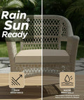 Outdoor Chair Cushions Set Of 4 With Ties, Fade Resistant And Water Resistant, D Shaped Patio Seat Pads, shown on a wicker chair