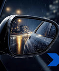 Driver Left Side Mirror Glass For Volkswagen Tiguan 2009 2017 Convex Glass Replacement Non Heated Without Backing Plate reflecting a rainy street