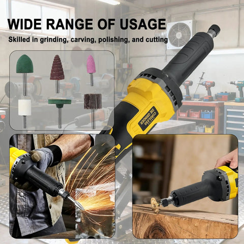 Killer Cordless Die Grinder With One Quarter Inch Precision Chuck And Brushless Motor for grinding, polishing, and cutting wood.