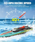 Brushless RC Boat 40MPH Beast With Self Righting LED Lights Fishing Function racing on water