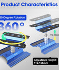 Aluminum RC Car Stand With 360 Degree Rotation Lift And Lower Screw Tray for 1 Eighth to 1 Sixteenth Scale Models in blue