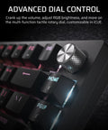 Top Shelf Wireless 75 Percent Gaming Keyboard Featuring Hot Swap MLX Tactile Switches with advanced rotary dial control.