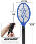 Two Pack Electric Fly Swatter Set Yellow And Blue High Voltage Bug Zapper With Safety Mesh For Indoor And Outdoor Use Mosquito Killer Battery Powered Requires AA Batteries Not Included No More Buzzing shown with battery compartment
