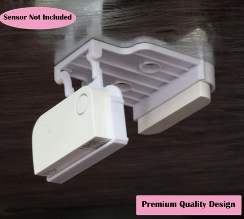 Garage Door Bracket For Alarm Contact Sensors 2nd Gen Just Snap On Install Secure Mount in use on garage door