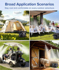 Portable Outdoor Misting System For Patio Cooling With Ultra Fine Mist Beating The Heat, 4500mAh Water Pump, 20L Bucket, 8 Nozzles in use