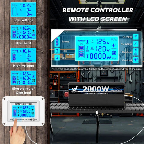 2000 Watt Sump Pump Backup Battery System With Automatic Switchover For No Fuss Battery Inverter Power, Pure Sine Wave Output, Remote LCD Controller, And Real Time Status For Reliable Emergency Power During Outages