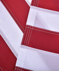 Close-up of sewn stripes on 5x8 Ft US Flag For Outdoor Use High Wind With Embroidered Stars And Sewn Stripes Brass Grommets Built To Last
