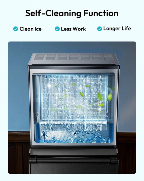 Game Changing Commercial Ice Maker That Smoothly Drops 400 Pounds Daily With Spacious 250 Pound Bin shows self-cleaning function.