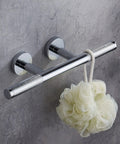 Shower Foot Rest Bar Wall Mount Brass Ledge Easy Leg Shaves Polished Chrome with loofah on concrete wall