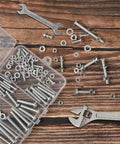Premium Galvanized Bolts Nuts And Washer Set 120 Piece Kit For DIY Home Repair With 40 Bolts 40 Nuts And 40 Washers organized in a box