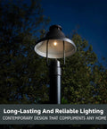 Bayport 1 Light Outdoor Post Lantern In Bronze Finish, 15 Inch Exterior Lighting Fixture For Porch Or Garden at night