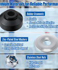 Universal 3/8 Inch Sway Bar End Link Bushing Repair Kit For Cars, Trucks, And SUVs Stop Clunks, Tighten Steering, Easy DIY Suspension Refresh With Durable End Link Bushings. Rubber grommet, washer, and nut components