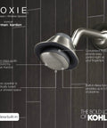 Matte black high pressure shower head with waterproof Bluetooth Harman Kardon speaker, featuring Alexa and hands-free music control.