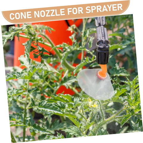 Windproof Spray Nozzles With Adjustable Misting For Garden Sprayer Tanks Transparent Deflector Cover in use on plants